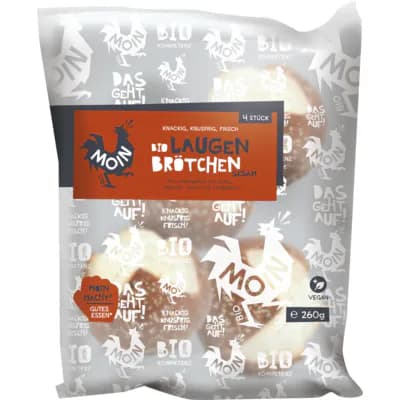 Bio Laugenbrötchen mit Sesam vegan, 4 Stück a 65 gr gebacken